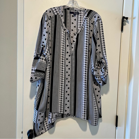 DENIM 24/7 BLACK WHITE BLOUSE SIZE 32W NEW - Picture 1 of 12